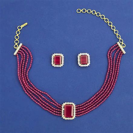American Diamond Choker Necklace with 2 Tone Plating