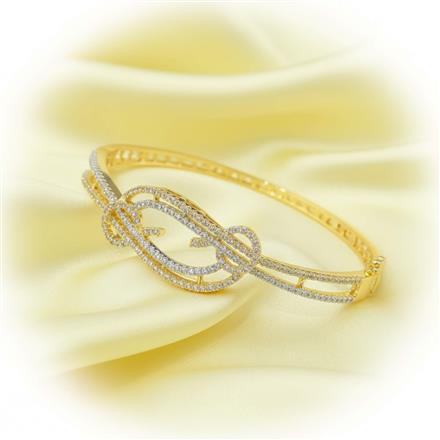 American Diamond Openable Kada With Rhodium 2 Tone Plating