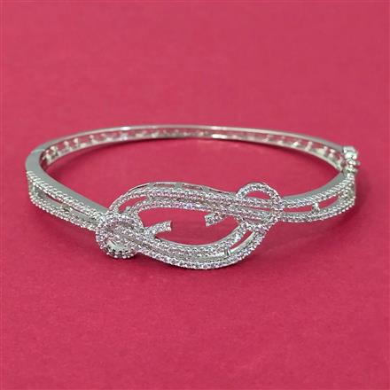 American Diamond Openable Kada With Rhodium 2 Tone Plating