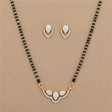 Cubic Zirconia Delicate Mangalsutra With 2 Tone Rhodium Plating