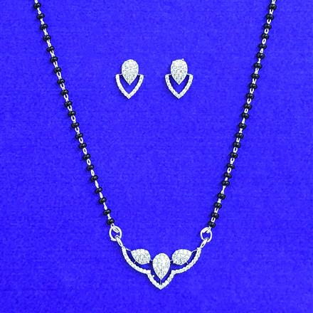 Cubic Zirconia Delicate Mangalsutra With 2 Tone Rhodium Plating