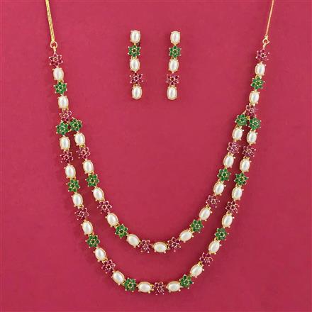 American Diamond Classic Necklace Set With Gold Plating