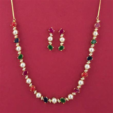American Diamond Classic Necklace Set With Gold Plating
