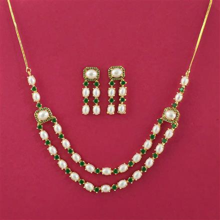 American Diamond Classic Necklace Set With Gold Plating