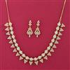 American Diamond Moti Necklace Set With Gold Plating