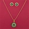 American Diamond Moti Pendant Set With Gold Plating