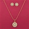American Diamond Moti Pendant Set With Gold Plating