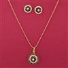 American Diamond Moti Pendant Set With Gold Plating