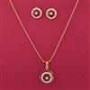 American Diamond Moti Pendant Set With Gold Plating