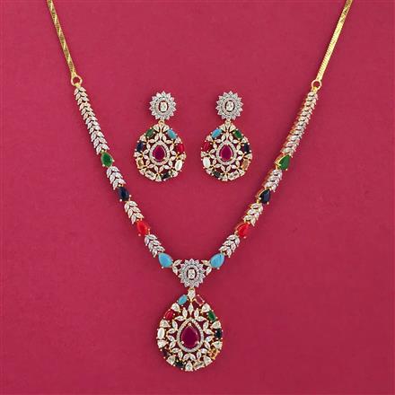 American Diamond Classic Necklace Set With 2 Tone Plating