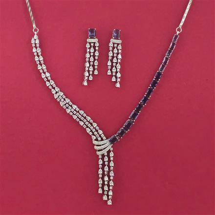 American Diamond Classic Necklace Set With Rhodium Plating