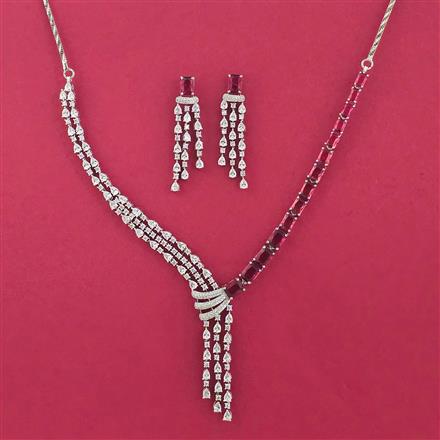 American Diamond Classic Necklace Set With Rhodium Plating