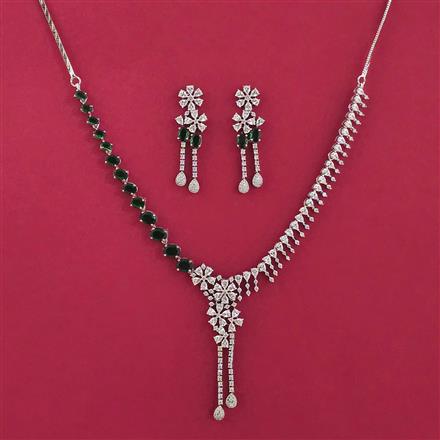 American Diamond Classic Necklace Set With Rhodium Plating