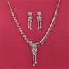 American Diamond Classic Necklace Set With Rhodium Plating