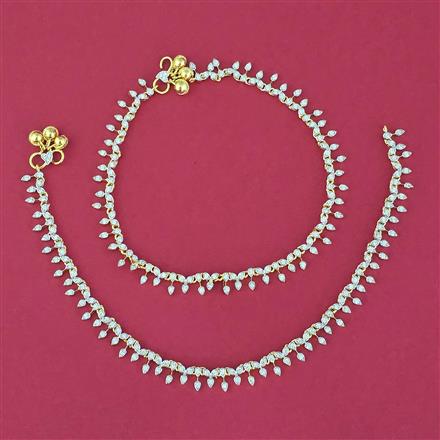 American Diamond Classic Payal With Rhodium 2 Tone Plating