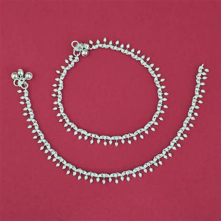 American Diamond Classic Payal With Rhodium 2 Tone Plating