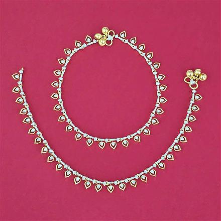 American Diamond Classic Payal With Rhodium 2 Tone Plating