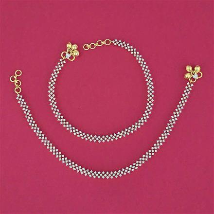 American Diamond Classic Payal With Rhodium 2 Tone Plating