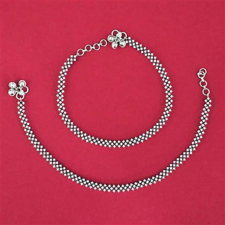 American Diamond Classic Payal With Rhodium 2 Tone Plating