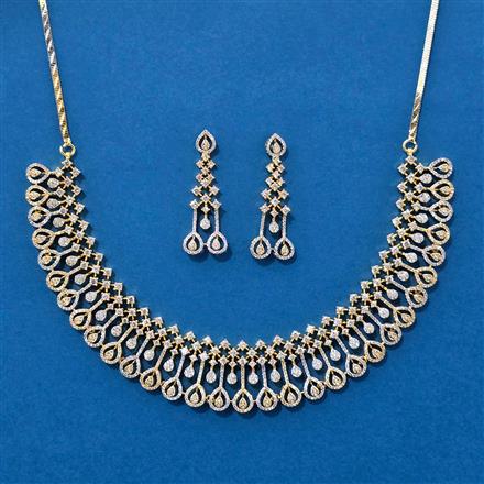 Cz Classic Necklace With 2 Tone Rhodium Plating