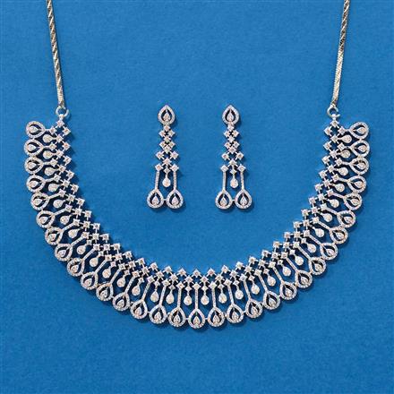 Cz Classic Necklace With 2 Tone Rhodium Plating