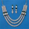 Cz 3 Line Necklace With Rhodium Plating