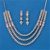 Cz 3 Line Necklace With Rhodium Plating
