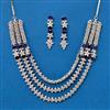 Cz 3 Line Necklace With Rhodium Plating