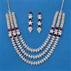Cz 3 Line Necklace With Rhodium Plating