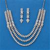 Cz 3 Line Necklace With Rhodium Plating