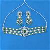 Cubic Zirconia Choker Necklace Set With Mehndi Plating