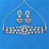 Cubic Zirconia Choker Necklace Set With Mehndi Plating