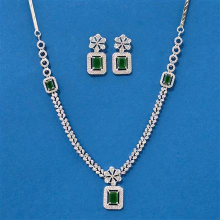 Cz Classic Necklace With Rhodium Plating