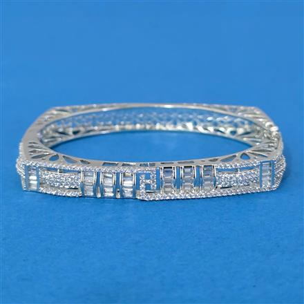 Cz Openable Kada With 2 Tone Rhodium Plating