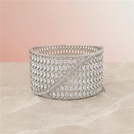 Cz Openable Kada With 2 Tone Rhodium Plating