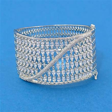 Cz Openable Kada With 2 Tone Rhodium Plating