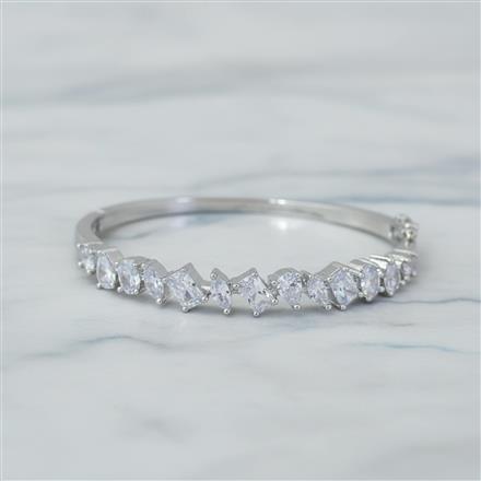 Cz Delicate Kada With 2 Tone Rhodium Plating