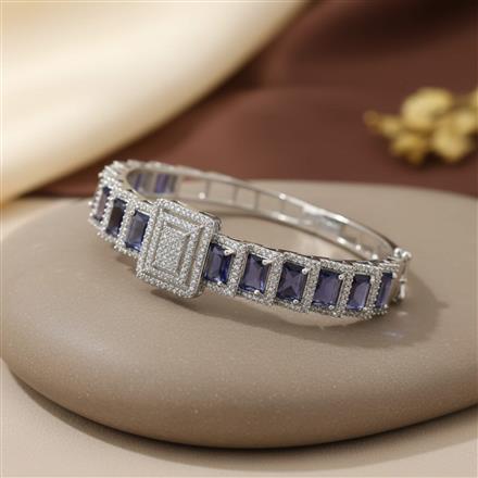 Cz Openable Kada With Rhodium Plating