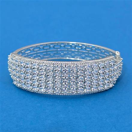 Cz Openable Kada With Rhodium Plating