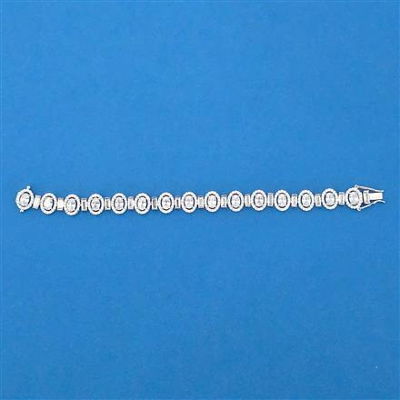 Cz Classic Bracelet With 2 Tone Rhodium Plating