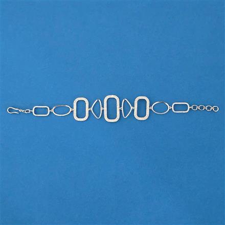 Cz Adjustable Bracelet With 2 Tone Rhodium Plating