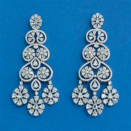 Cz Classic Earring With 2 Tone Rhodium Plating