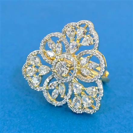 Cz Adjustable Ring With 2 Tone Rhodium Plating