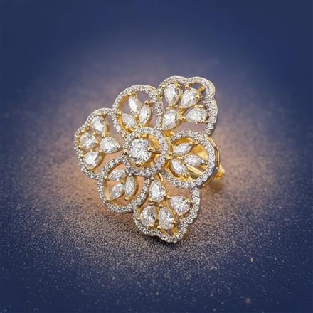 Cz Adjustable Ring With 2 Tone Rhodium Plating