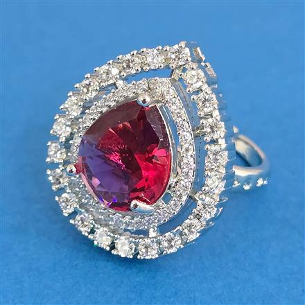 Cz Adjustable Ring With Rhodium Plating