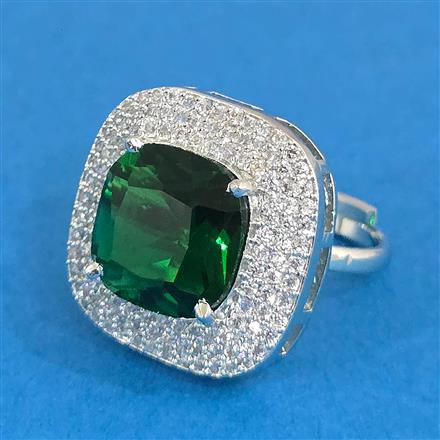 Cz Adjustable Ring With Rhodium Plating