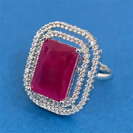 Cz Adjustable Ring With Rhodium Plating