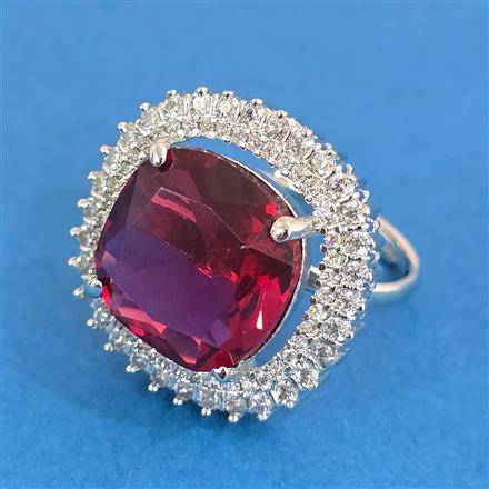 Cz Adjustable Ring With Rhodium Plating