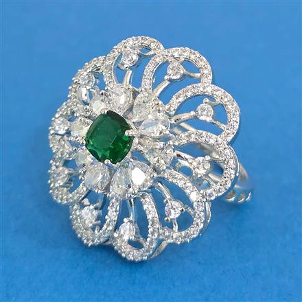 Cz Adjustable Ring With Rhodium Plating