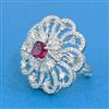 Cz Adjustable Ring With Rhodium Plating